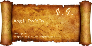 Vogl Iván névjegykártya